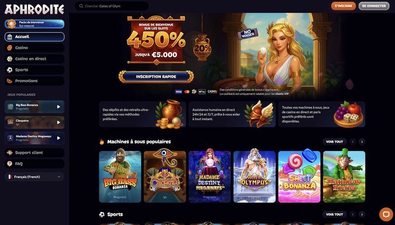Découvrez les Avantages de l'Aphrodite Casino en France : Bonus et Tours